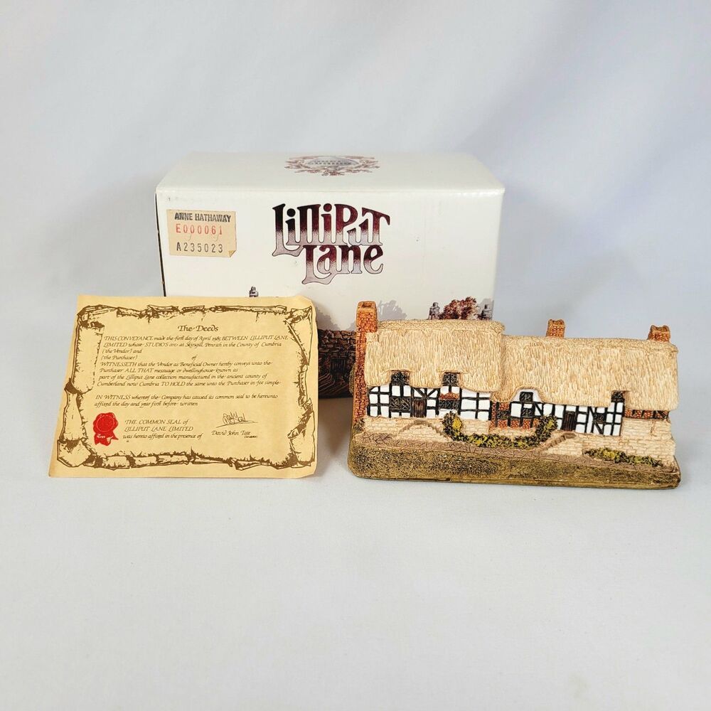 Lilliput Lane "Anne Hathaway" 1989 Shakespeare Miniature Cottage w/ Box & Deed